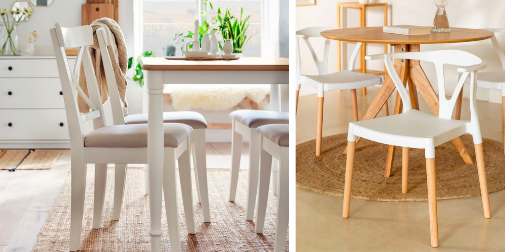 chaise blanche avec pieds en bois