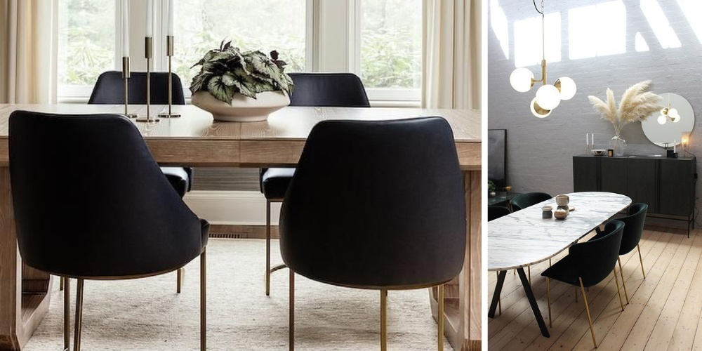 chaise noire en cuir décoration moderne