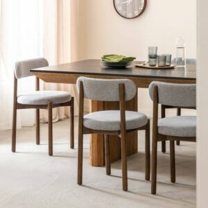 Chaise Lérida en Tissu Gris – Lot de 2