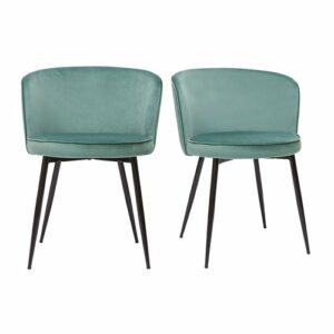 Chaise Design Velours Noir – Lot de 2