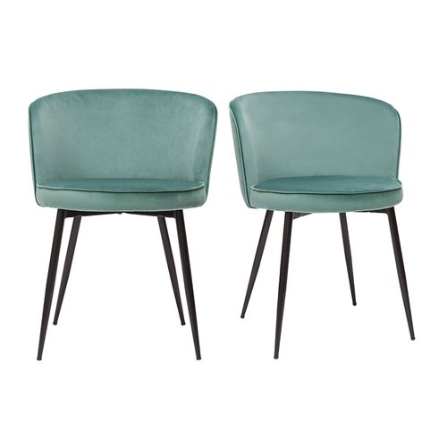Chaise Design Velours Noir – Lot de 2