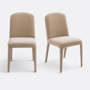 Chaise Wilga en Tissu Beige – Lot de 2