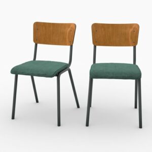 Chaise NICO en Velours Vert – Lot de 2