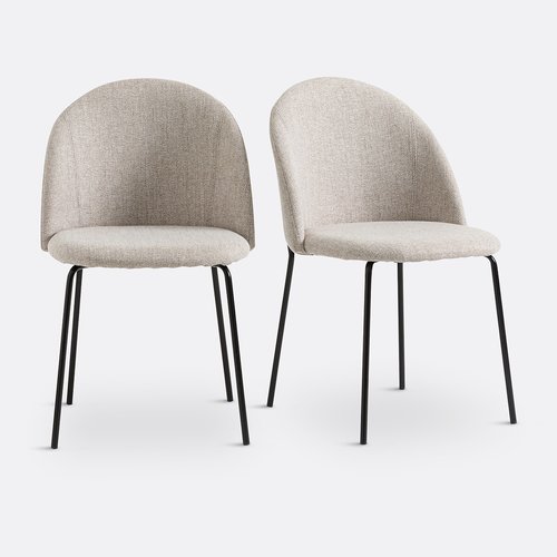 Chaise Nordie en Tissu Noir – Lot de 2