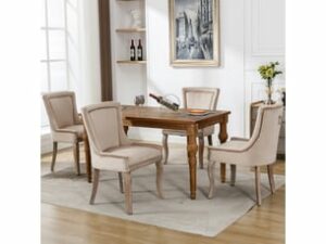 Chaise Velours Beige – Lot de 4