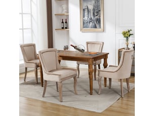 Chaise Velours Beige – Lot de 4