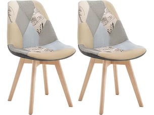 Chaise Nordique Patchwork en Tissu – Lot de 2