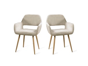 Chaise Scandinave en Tissu Beige – Lot de 2