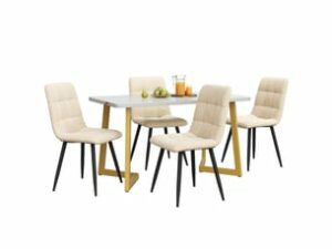 Chaise Moderne en Velours Beige – Lot de 4