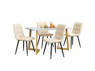 Chaise Moderne en Velours Beige – Lot de 4