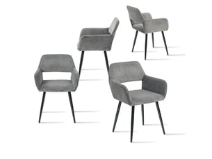 Chaise Scandinave en Velours Gris – Lot de 4