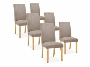 Chaise Rosie en Velours Taupe – Lot de 6