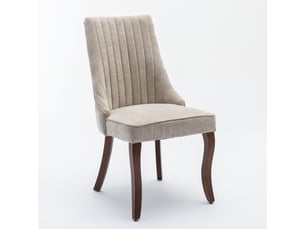 Chaise Rembourrée en Chenille Beige – Lot de 2