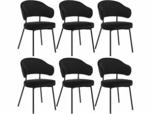 Chaise Velours Noir – Lot de 6