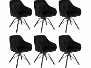Chaise Scandinave Pivotante en Velours Noir – Lot de 6