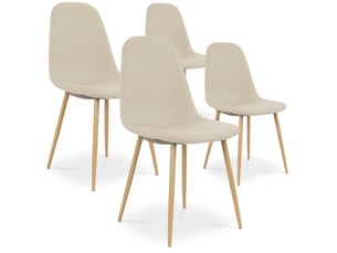 Chaise Scandinave en Tissu Beige – Lot de 4