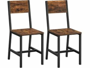 Chaise Industrielle en Bois Noir – Lot de 2