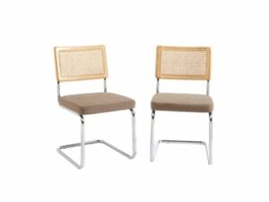 Chaise Ella en Velours Beige – Lot de 2
