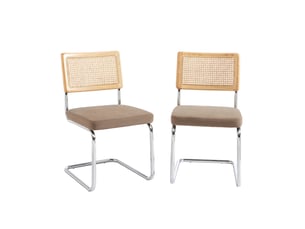 Chaise Ella en Velours Beige – Lot de 2