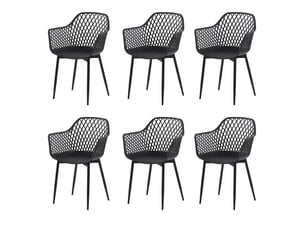 Fauteuil Scandinave en Metal Noir – Lot de 6