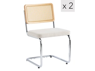 Chaise Industrielle en Rotin Noir – Lot de 2