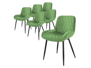 Chaise Rétro en Velours Vert – Lot de 6