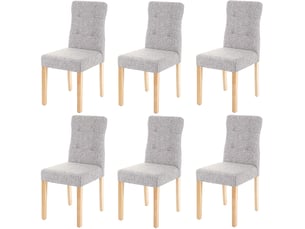 Chaise Tissu Gris Pieds Bois Clair – Lot de 6
