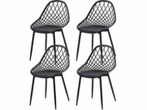 Chaise Scandinave en Tissu Gris – Lot de 4