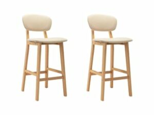 Tabouret Crème en Tissu – Lot de 2