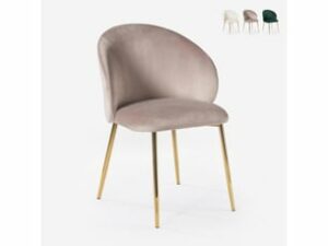 Chaise Moderne en Velours Beige