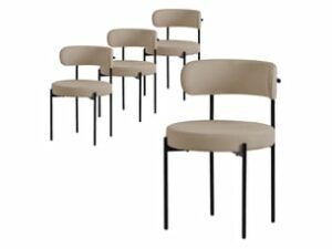 Chaise Rond en Tissu Teddy Marron – Lot de 4