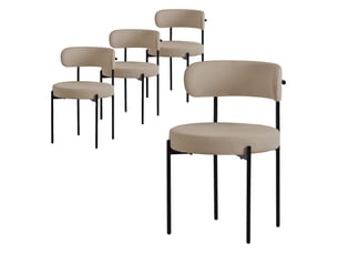 Chaise Rond en Tissu Teddy Marron – Lot de 4