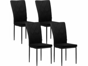 Chaise Velours Noir – Lot de 4