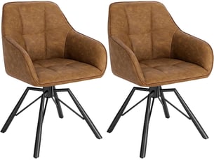 Chaise Vintage en Cuir Marron – Lot de 2