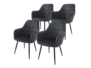 Chaise Rétro en Velours Gris – Lot de 4