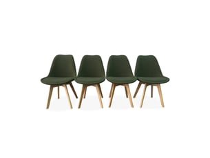 Chaise Scandinave en Bouclette Kaki – Lot de 4