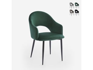 Chaise Moderne en Velours Vert Foncé