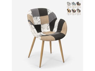 Chaise Patchwork en Tissu Multicolore – Lot de 4