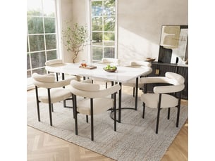 Chaise Rembourrée Velours Blanc – Lot de 6