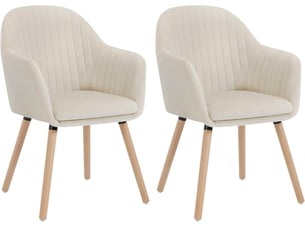 Chaise Velours Crème – Lot de 2