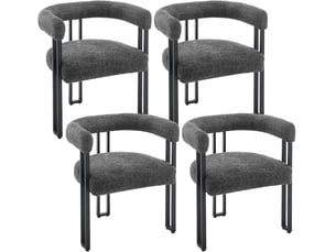 Chaise Rembourrée en Chenille Gris – Lot de 4