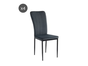 Chaise Poppy en Velours Gris Anthracite – Lot de 4