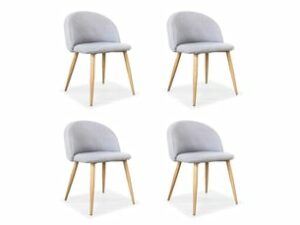 Chaise Scandinave Grise en Tissu – Lot de 4