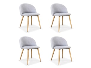 Chaise Scandinave Grise en Tissu – Lot de 4