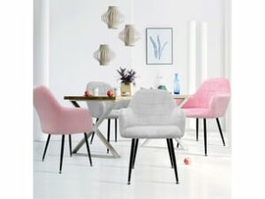Chaise Rétro en Velours Multicolore – Lot de 4