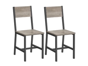 Chaise Industrielle en Bois Gris – Lot de 2