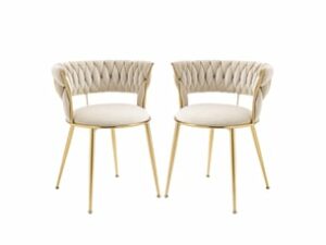 Chaise Velours Gris – Lot de 2