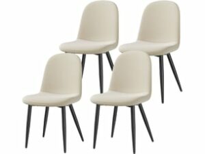 Chaise HavenlyHome en Tissu Beige – Lot de 4