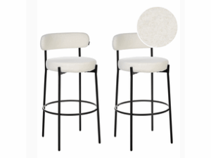 Chaise Bouclé Blanc en Tissu – Lot de 2