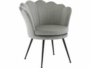 Fauteuil Pétale en Velours Gris